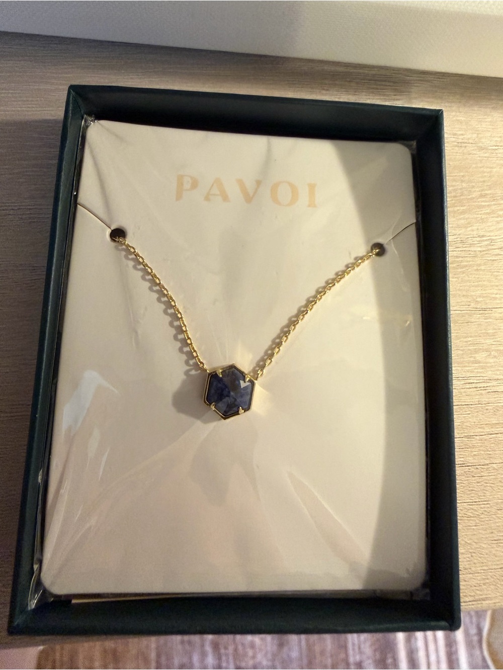 PAVOI Gold Tone Blue Stone Pendant Necklace | Lapis/Sodalite | NIB